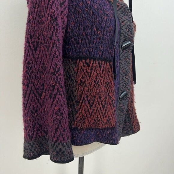 Curio Vintage 90s knit Cardigan Sweater Patchwork Button Down Cowl Neck Medium P - Picture 11 of 11